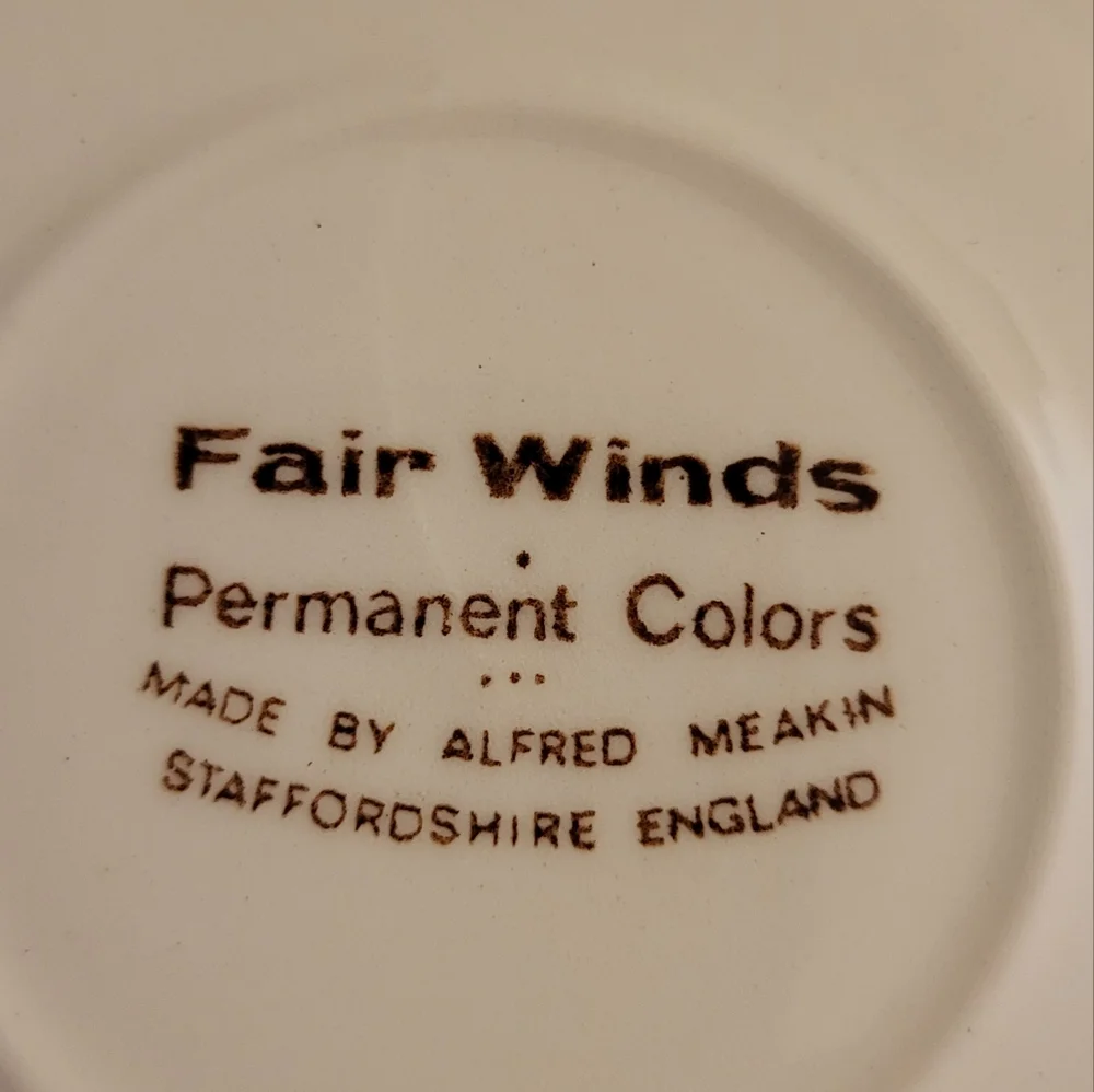 Set 4 “Fair Winds” Alfred Meakin China saucer Plates 6 inch